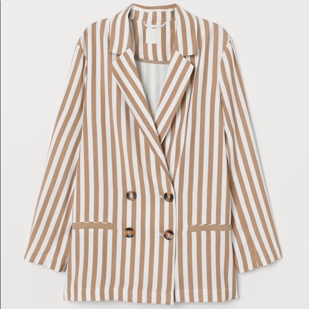 Double-breasted Blazer Light Brown/White Striped